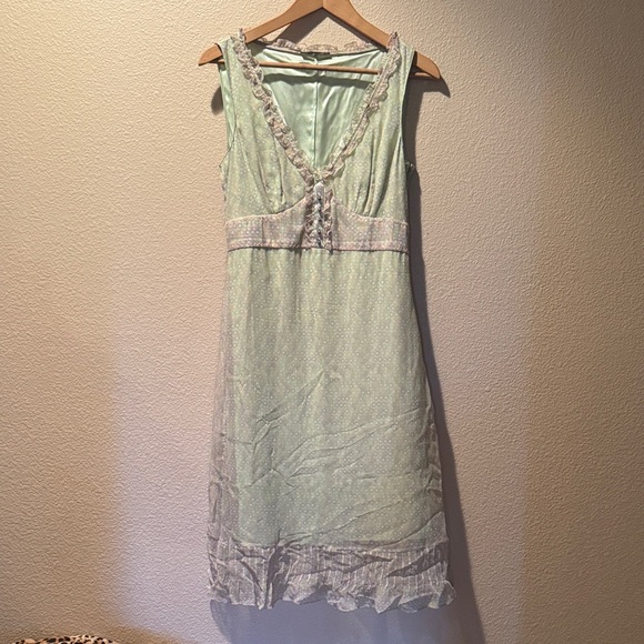 Elie Tahari Light Green Sleeveless babydoll silk Midi Dress - Picture 1 of 5